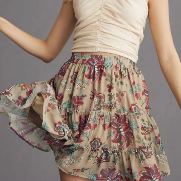 NWT Anthropologie Let Me Be Chiffon Mini Skirt Size M - Picture 3 of 11